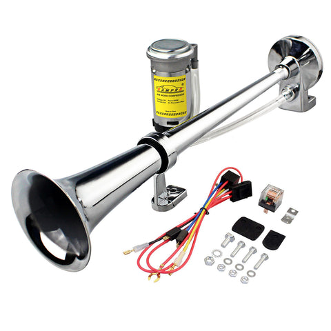  GAMPRO 12V 150db Air Horn, Chrome Zinc Dual Trumpet Air Horn  with Compressor for Any 12V Vehicles Trucks Lorrys Trains Boats Cars Vans :  Automotive